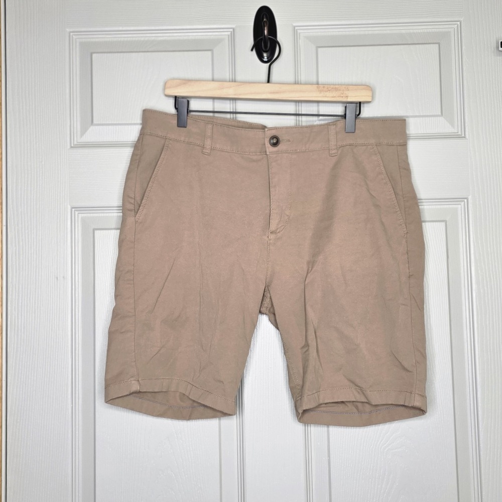 Mugsy Jeans Shorts 36 Mens Belmonts 7" in. Khaki Tan Chino Shorts Stretch Twill